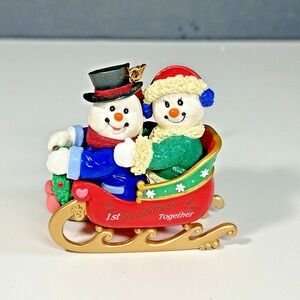 Mistletoe Magic Collectible Our 1st Christmas Him & Her Snowmen  Ornament 2003
